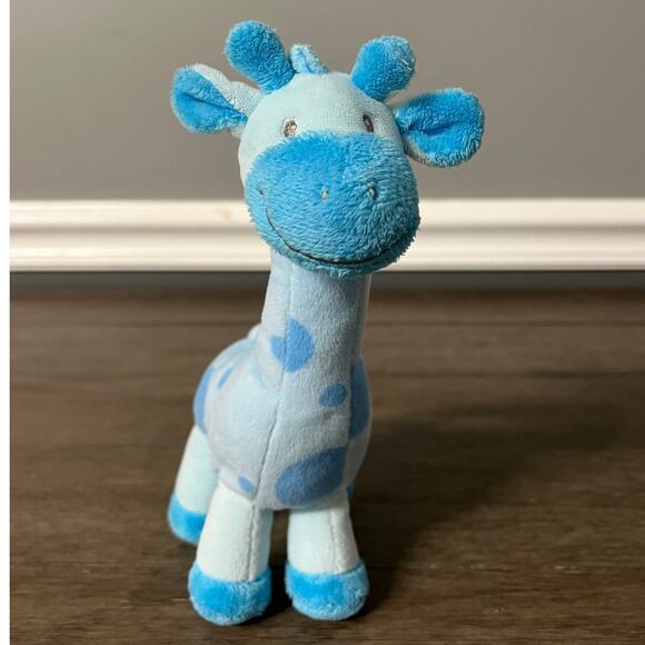 Gitzy Giraffe Blue with Polka Dots Stuffed Animal‎ Plush Rattle - Picture 1 of 5